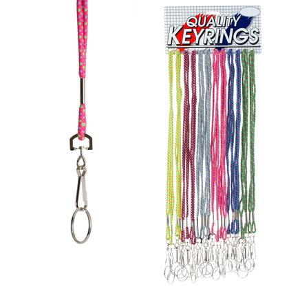 Nylon Multi-Colored Cord Lanyard with Split Ring (24 pc DISPLAY)