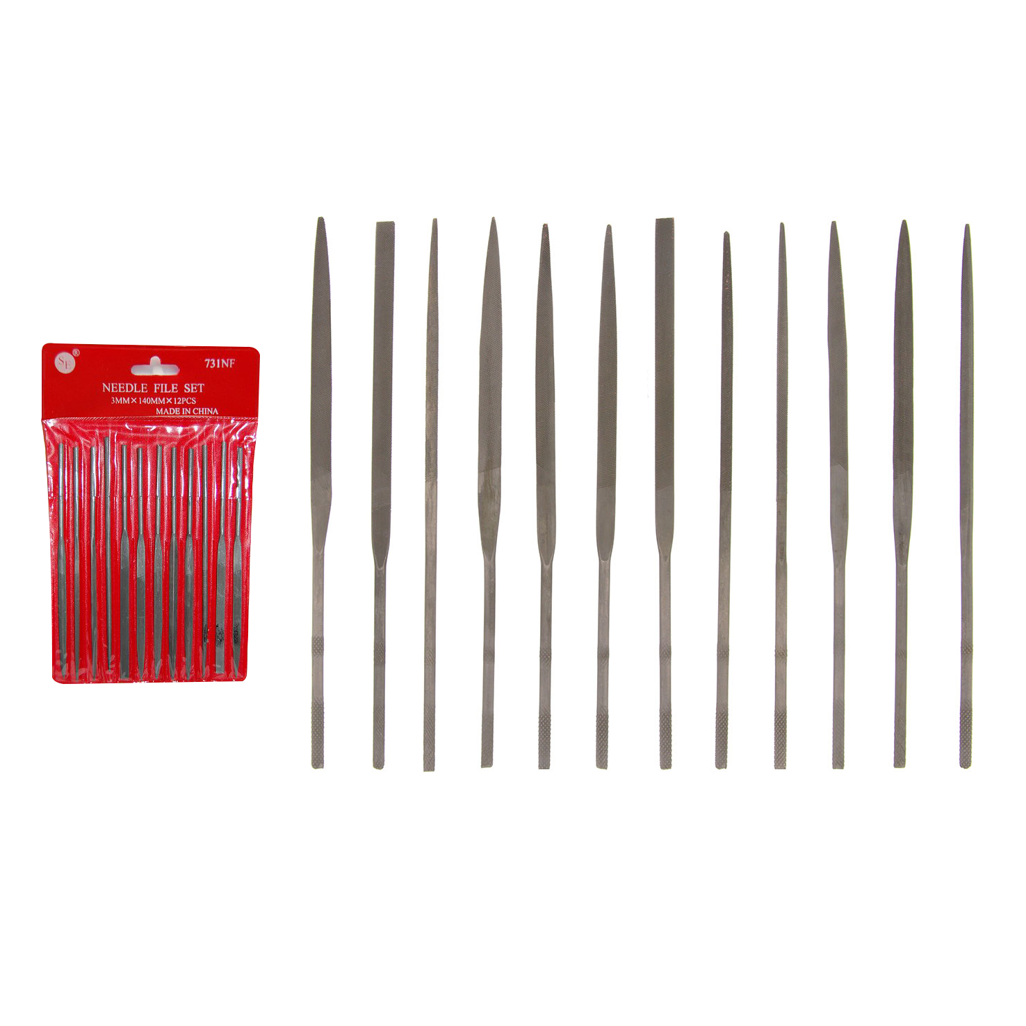 12 pc Needle Files Assortment (6 pc Clip Strip)