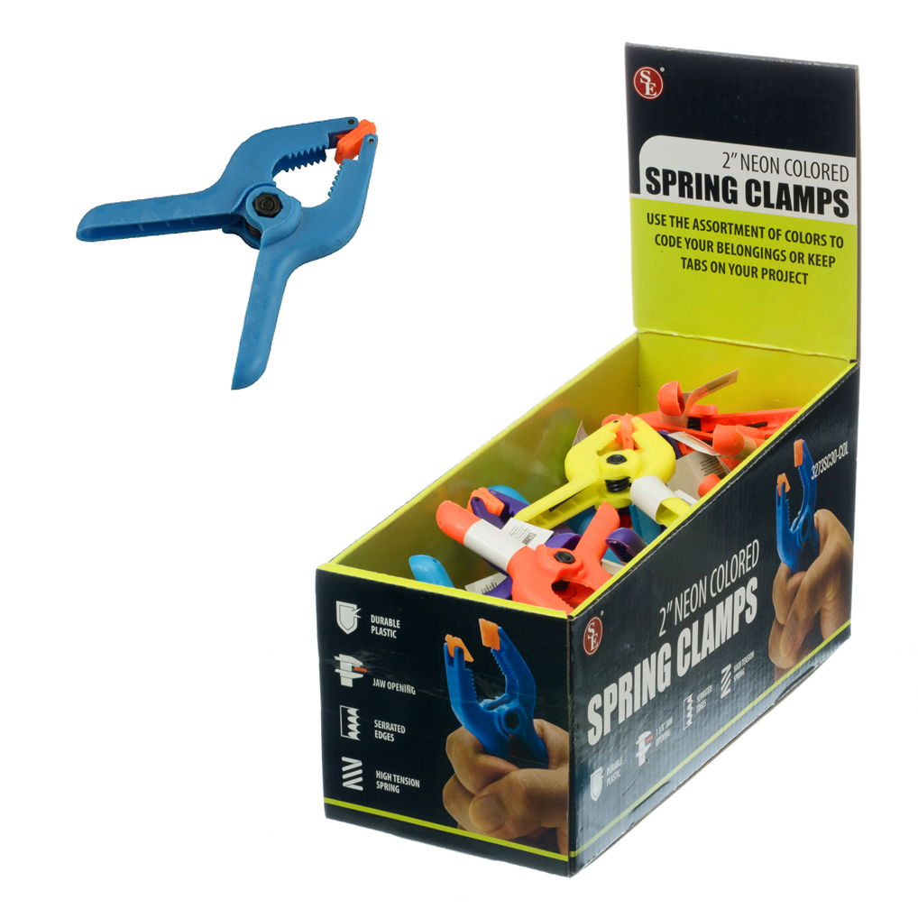 2" Neon Spring Loaded Project Clamps (30 pc Display)