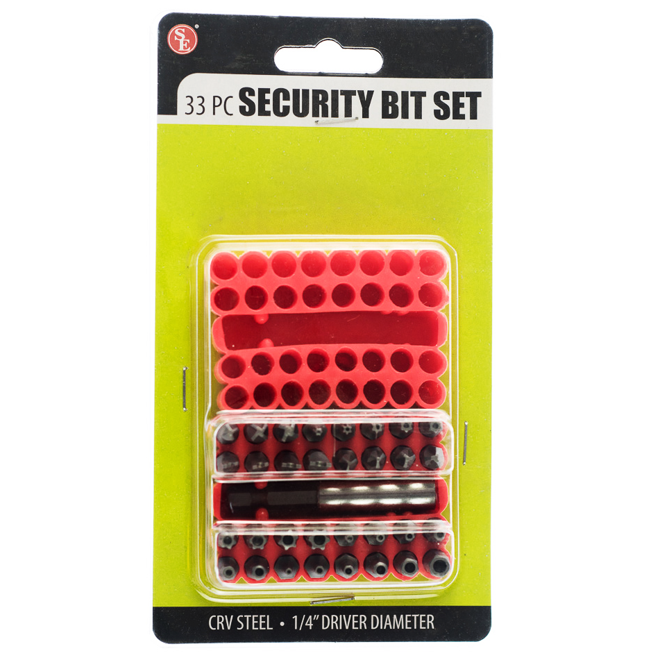 33 pc Tamperproof Security Bit Set (6 pc Clip Strip)