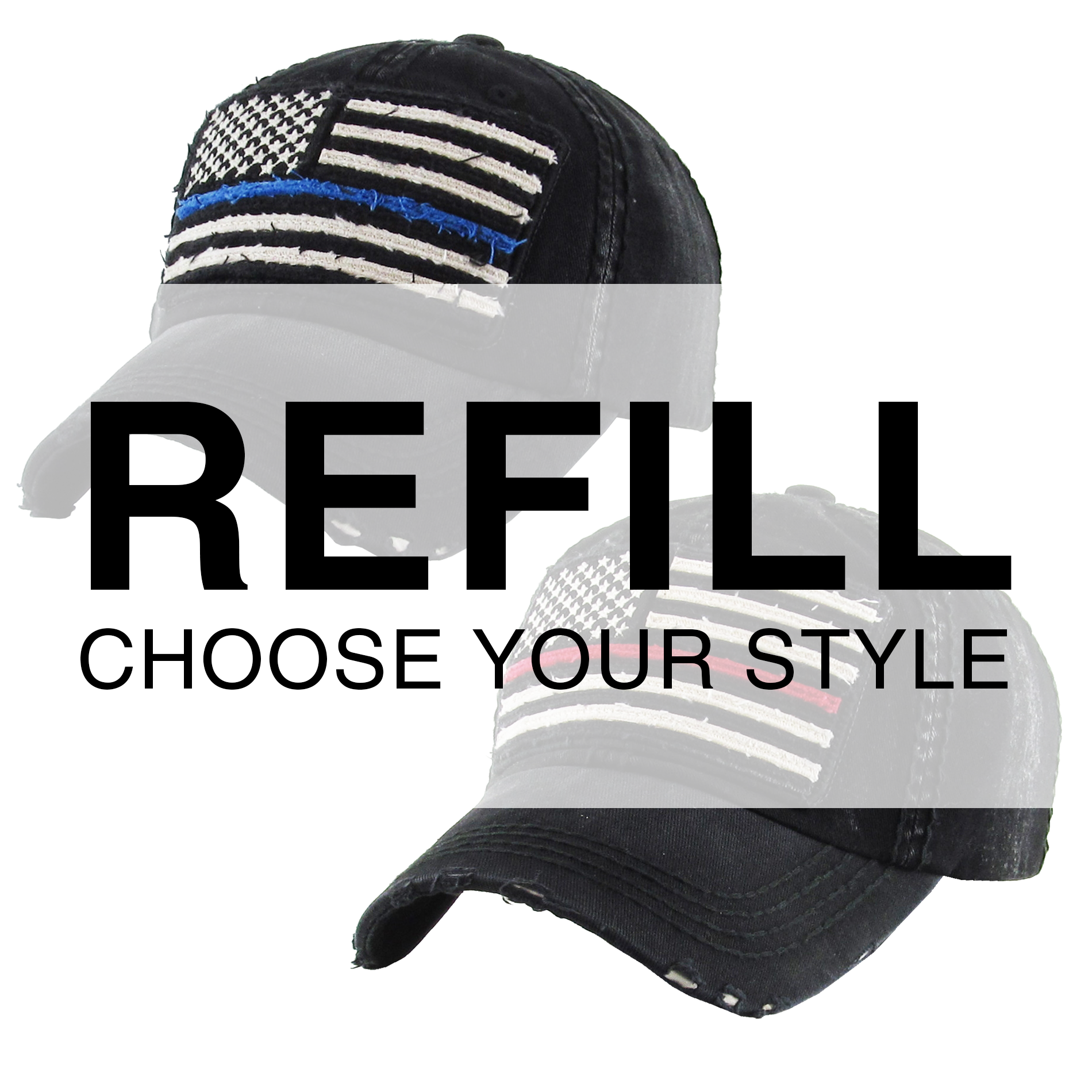 Blue and Red Thin Line Ball Cap (1 pc Refill)