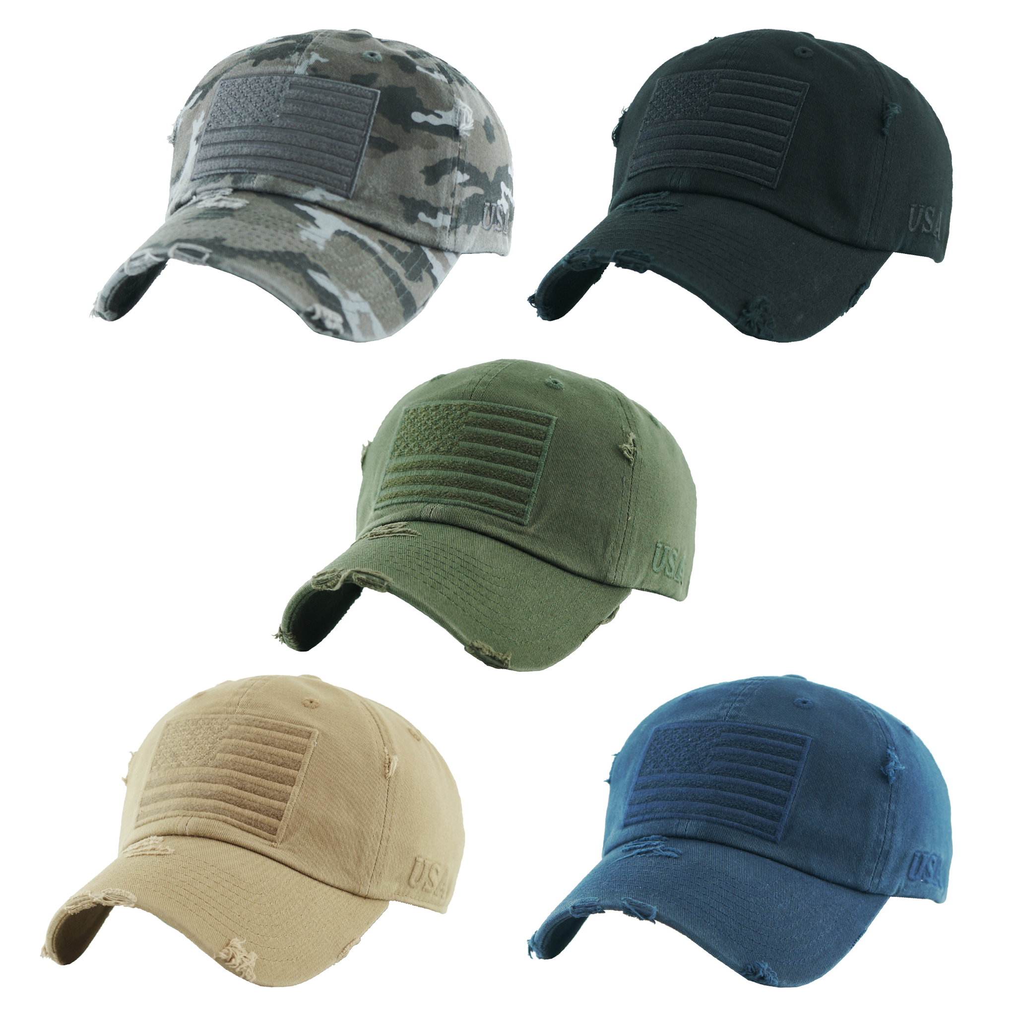 Tactical American Flag Ball Cap (6 pc Clip Strip)