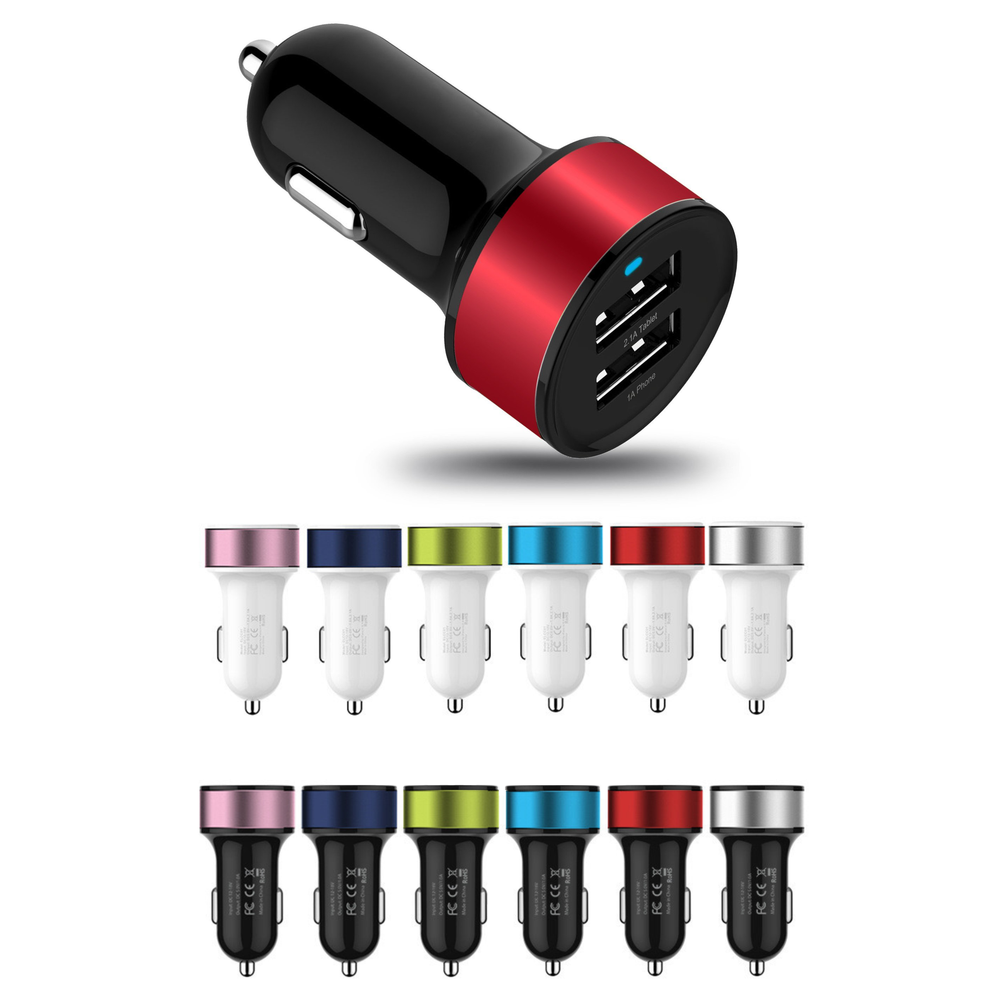 Metallic - Dual USB Car Charger (18 pc DISPLAY)