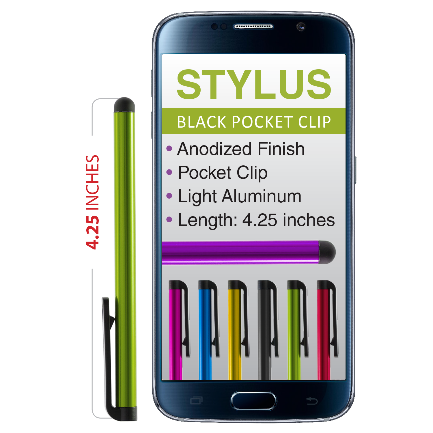 Stylus - Pocket Clip - Aluminum (36 pc DISPLAY)