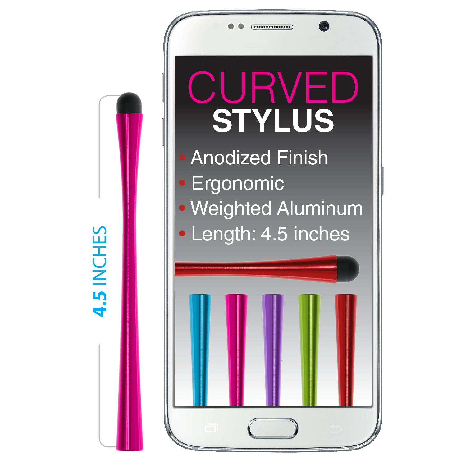 Stylus - Curved - Aluminum (36 pc DISPLAY)