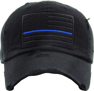 Blue and Red Thin Line Ball Cap (6 pc Clip Strip)