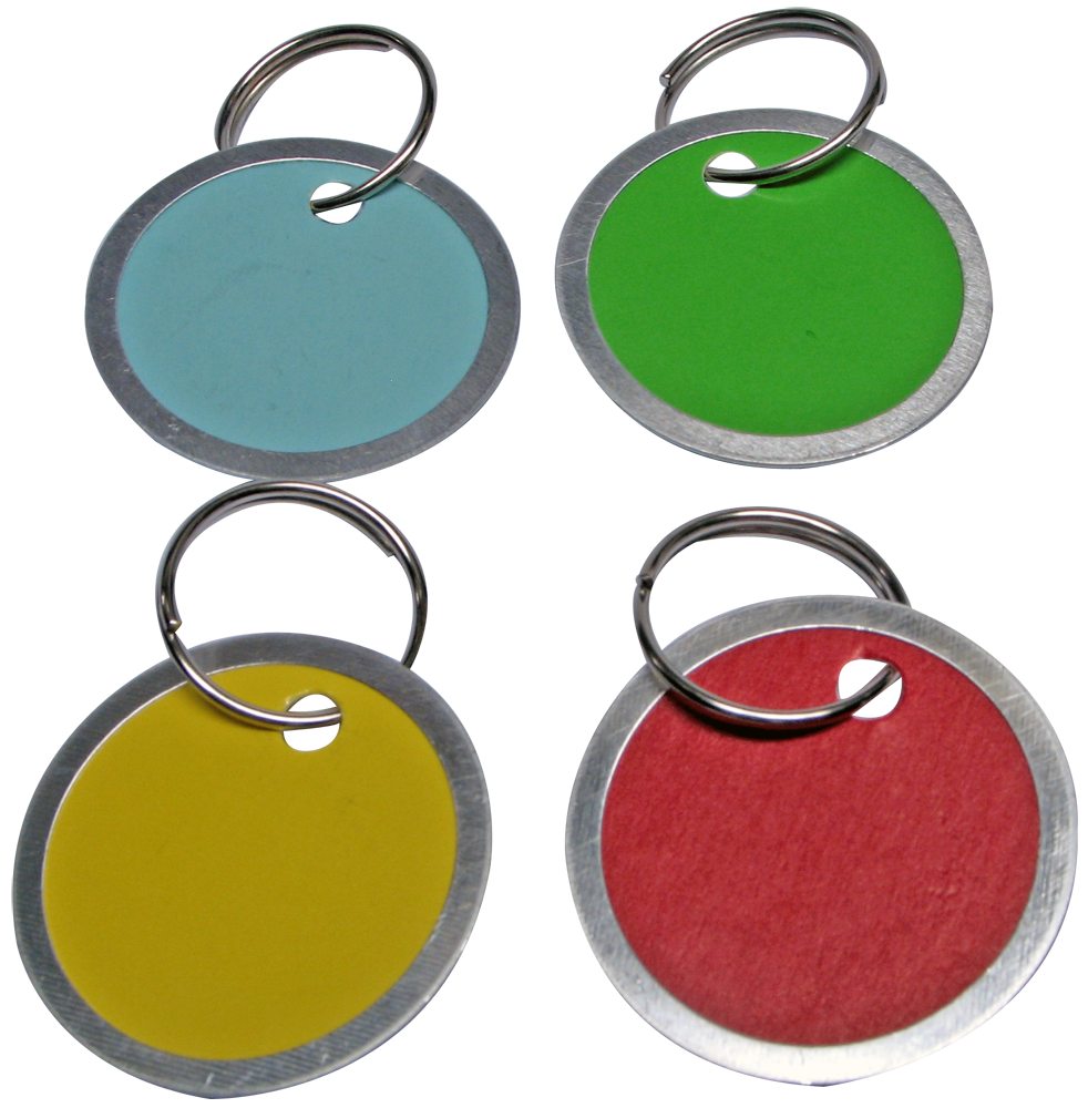 1-1/4" Metal Rim Tag - Assorted Colors (100 pc DISPLAY)