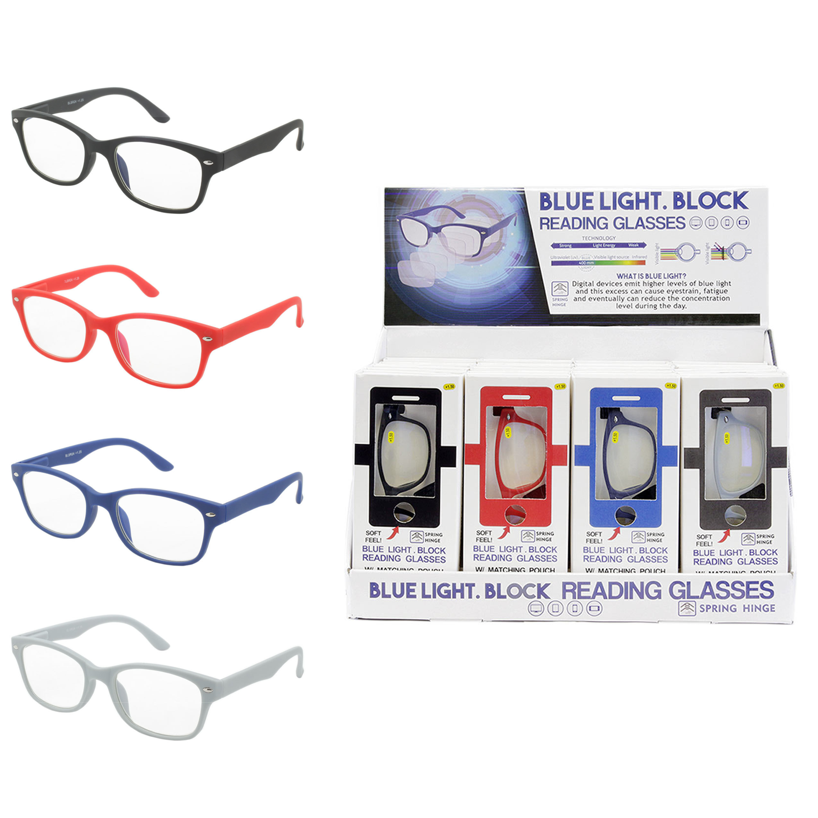 Blue Light Blocking Readers (24 pc DISPLAY)