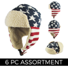 American Flag Trapper Winter Cap (6 pc Clip Strip)