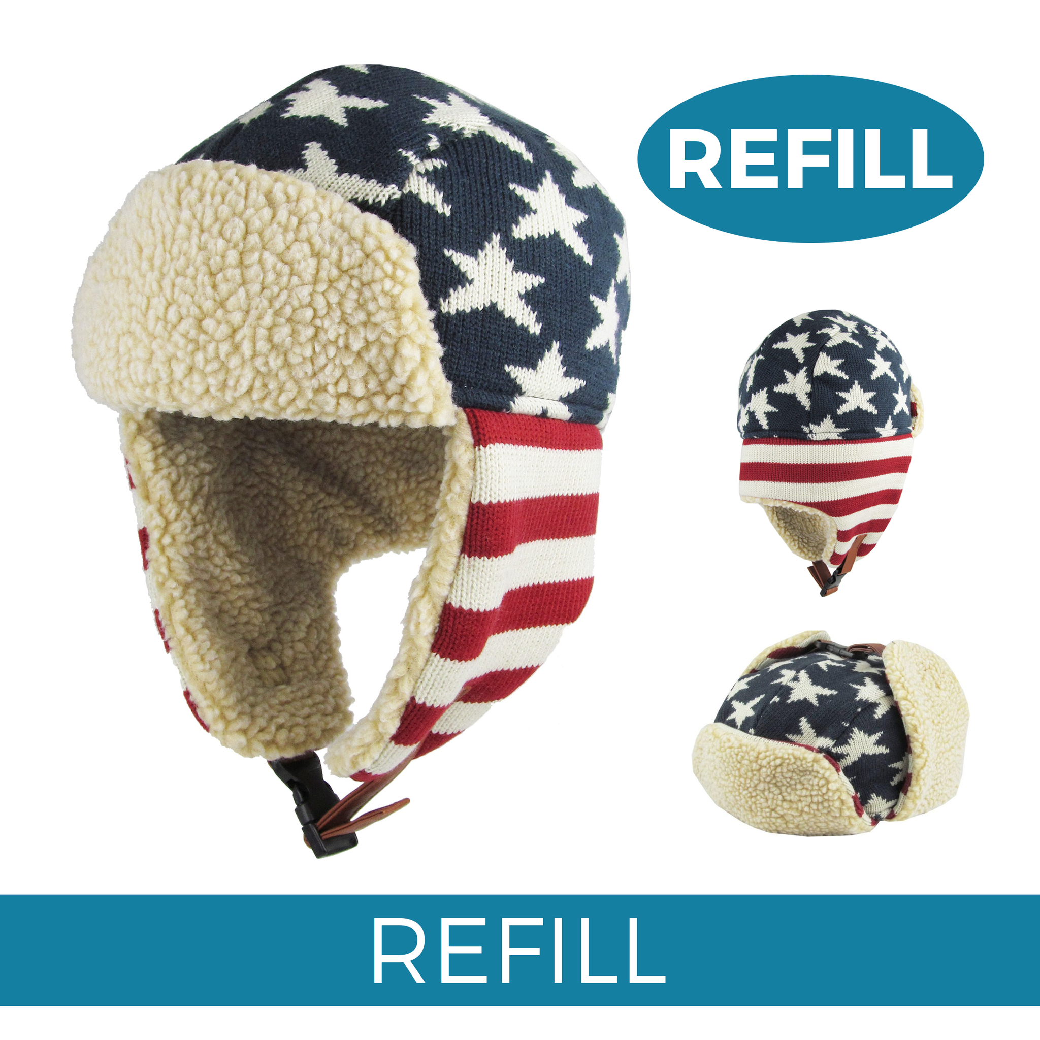 American Flag Trapper Winter Cap (1 pc Refill)